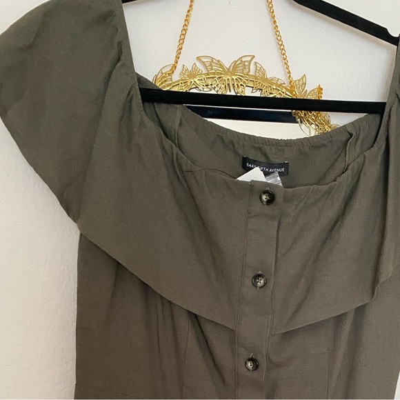 NWT-Cotton/Linen Off Shoulder Saks fifth Dress - Picture 3 of 9